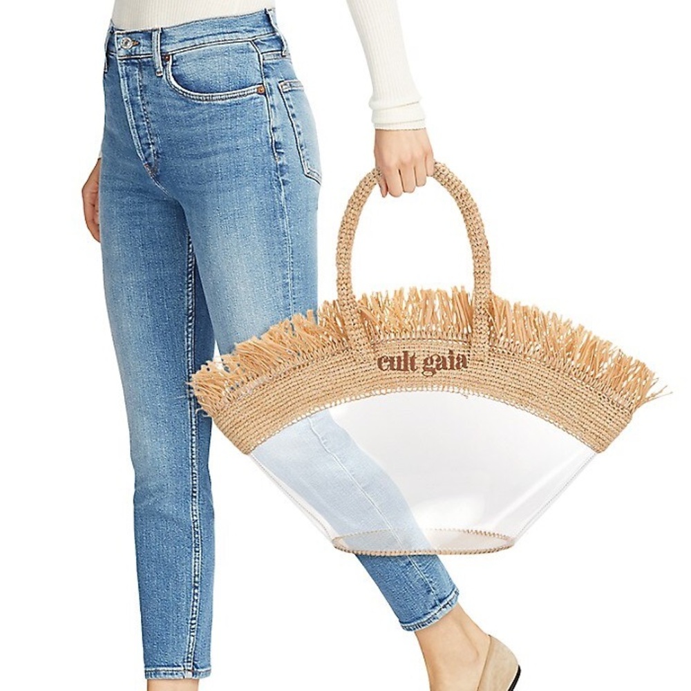Cult Gaia Peyton Raffia & PVC Tote Bag